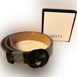 Designer Style Black Leather Belt Timeless Elegance